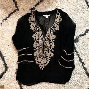 Embroidered Black Women's Top